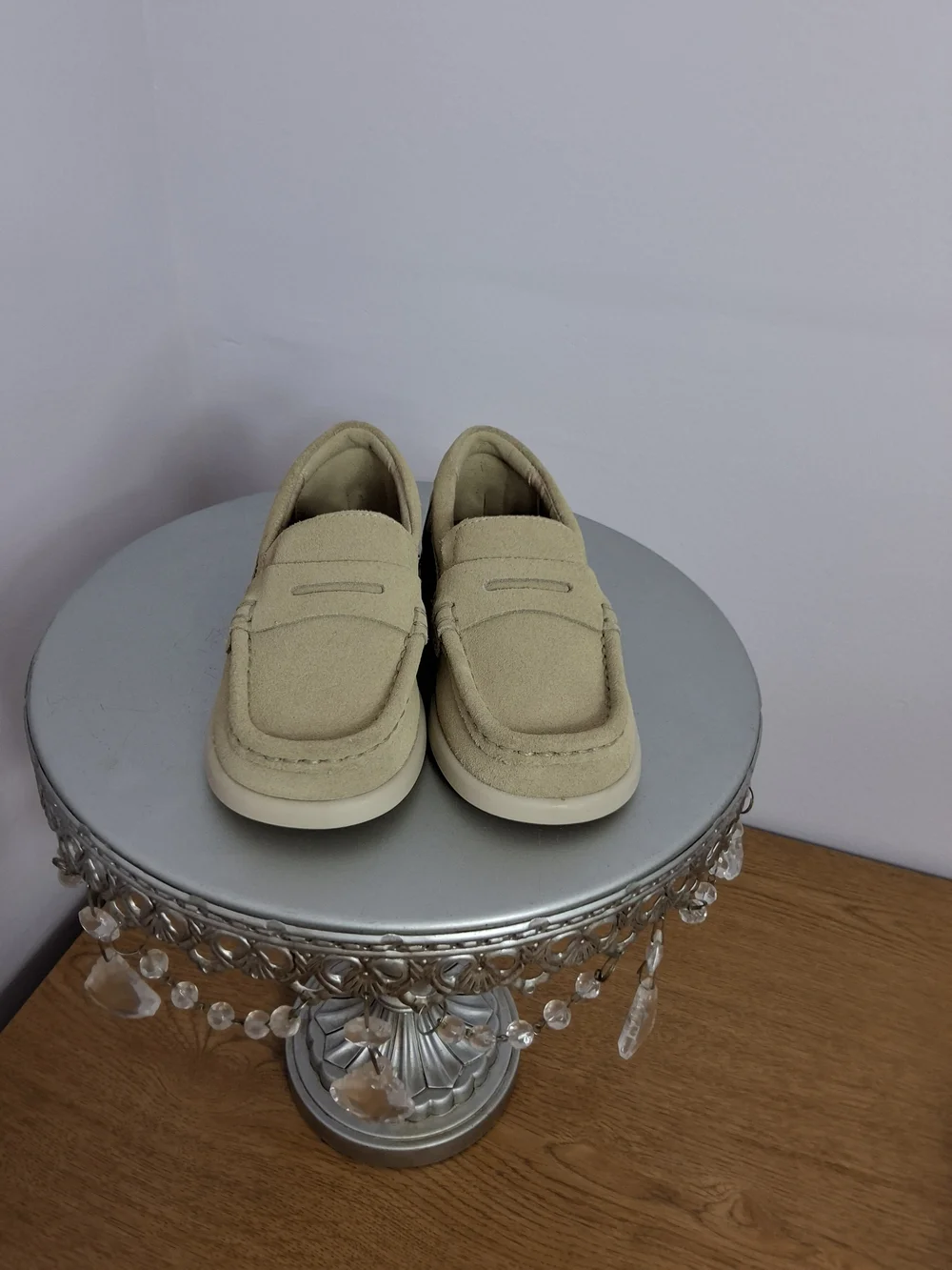 Zara Boy's Beige Suede Penny Loafers Slip-on Round Toe US 7